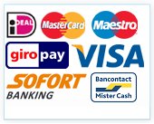 iDEAL, Mastercard, Maestro, Giropay, Visa, Sofort banking, Mister cash (Belgium)